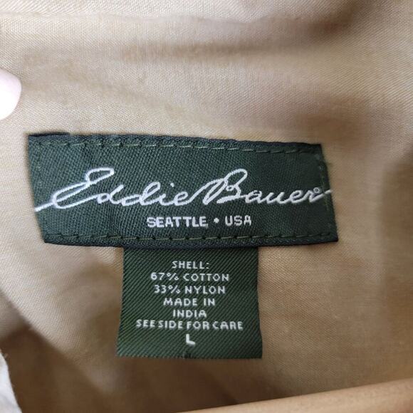 Eddie Bauer Womens Utility Jacket size L Beige Four Pockets Cotton Nylon - Picture 7 of 8